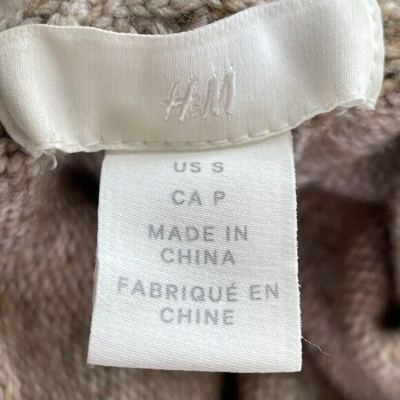 H&M Wool Blend Sweater Womens Size S Brown Cowl Neck Oversized Tunic Sweater - Picture 10 of 14